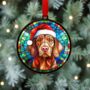 Vizsla In Santa Hat Suncatcher Decoration, thumbnail 4 of 6