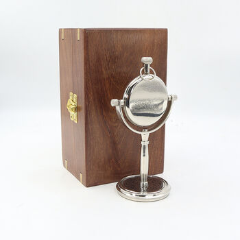 Custom Engraved Silver Colour Desk Clock Gift With Wooden Box, 9 of 11