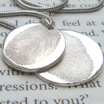 Double Descending Fingerprint Recycled Silver Necklace, 3 of 8