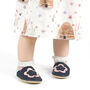 Dotty Fish Pink And Navy Flower Soft Leather Baby Shoes With Barefoot Soles, thumbnail 3 of 8