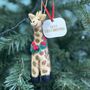 Personalised Felt Giraffe Christmas Bauble, thumbnail 1 of 3