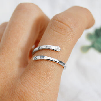 Dainty Adjustable Wrap Around Silver Ring, 4 of 6