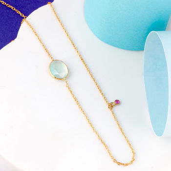 Ruby And Aqua Gemstone Necklace In Gold Vermeil, 2 of 4