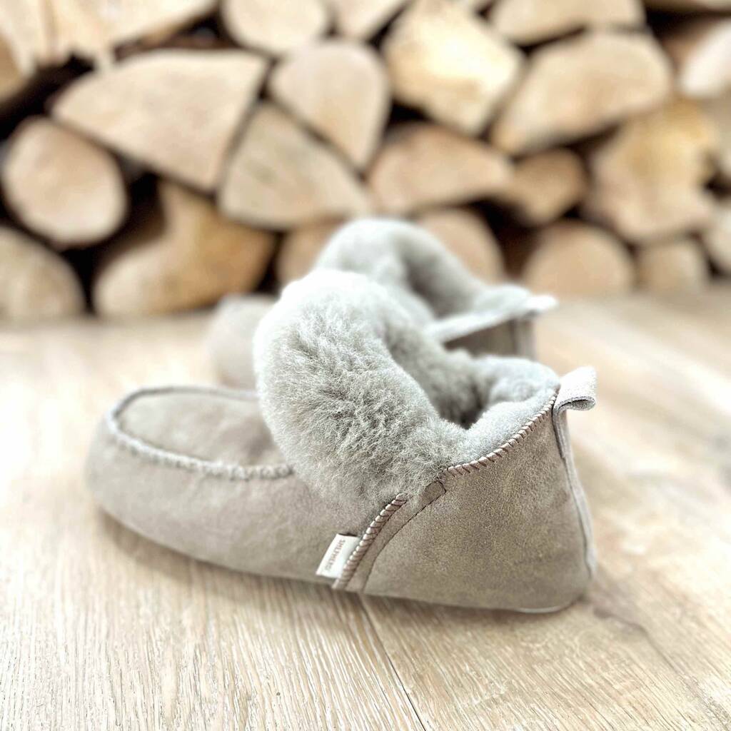 Grey sheepskin online slippers