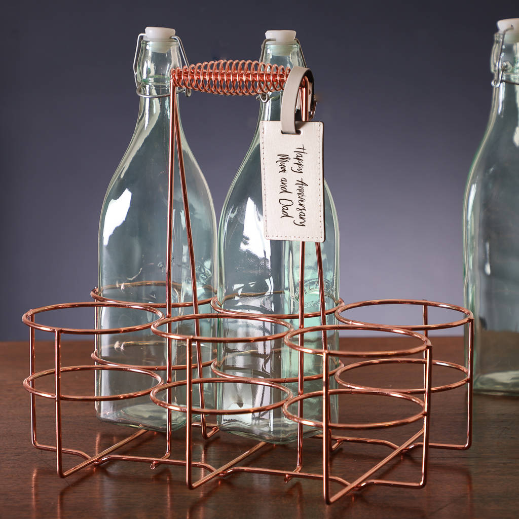 Personalised Industrial Copper Six Bottle Carrier, 1 of 10