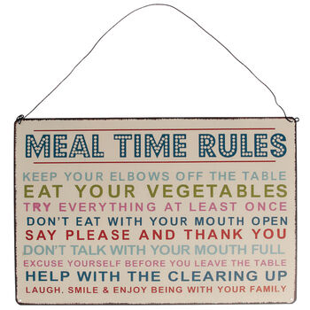 Mealtime Rules Hanging Metal Sign, 2 of 4