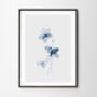 Set Of Three Blue Floral Watercolour Art Prints, thumbnail 4 of 7