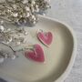 Bright Pink Statement Ceramic Heart Earrings, thumbnail 5 of 8