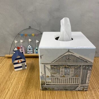 Tissue Box Cover Wooden Grey Beach, 2 of 3