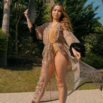 Leopard And Lace Feather Kimono, 2 of 3