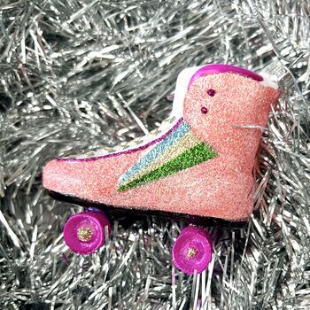 Retro Rollerskate Shaped Bauble Pink, 4 of 4