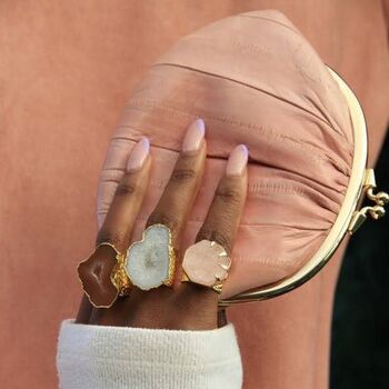 'Hold On' Rose Quartz Adjustable Gold Plated Ring, 2 of 6