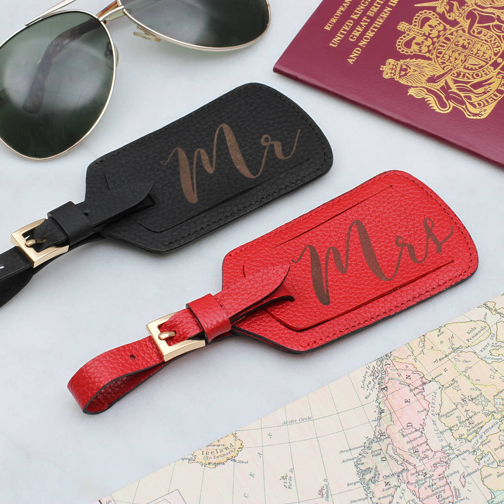 luxury leather matching couples luggage tags by hurleyburley man
