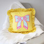 Frilled Striped Cotton Bow Cushion, thumbnail 9 of 10