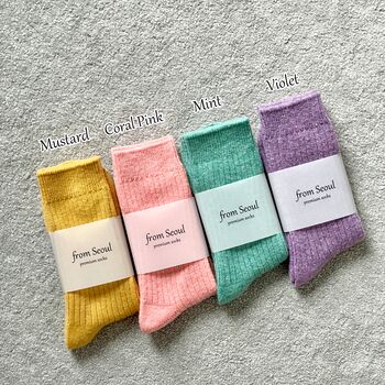 Ribbed Cashmere Wool Socks, 3 of 6