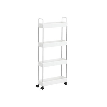White Four Tier Narrow Storage Cart Trolley With Handle, 4 of 7