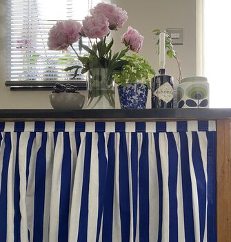 Velcro Sink Skirt, Royal Blue Thick Stripes Cabinet Curtain Bespoke, 2 of 6