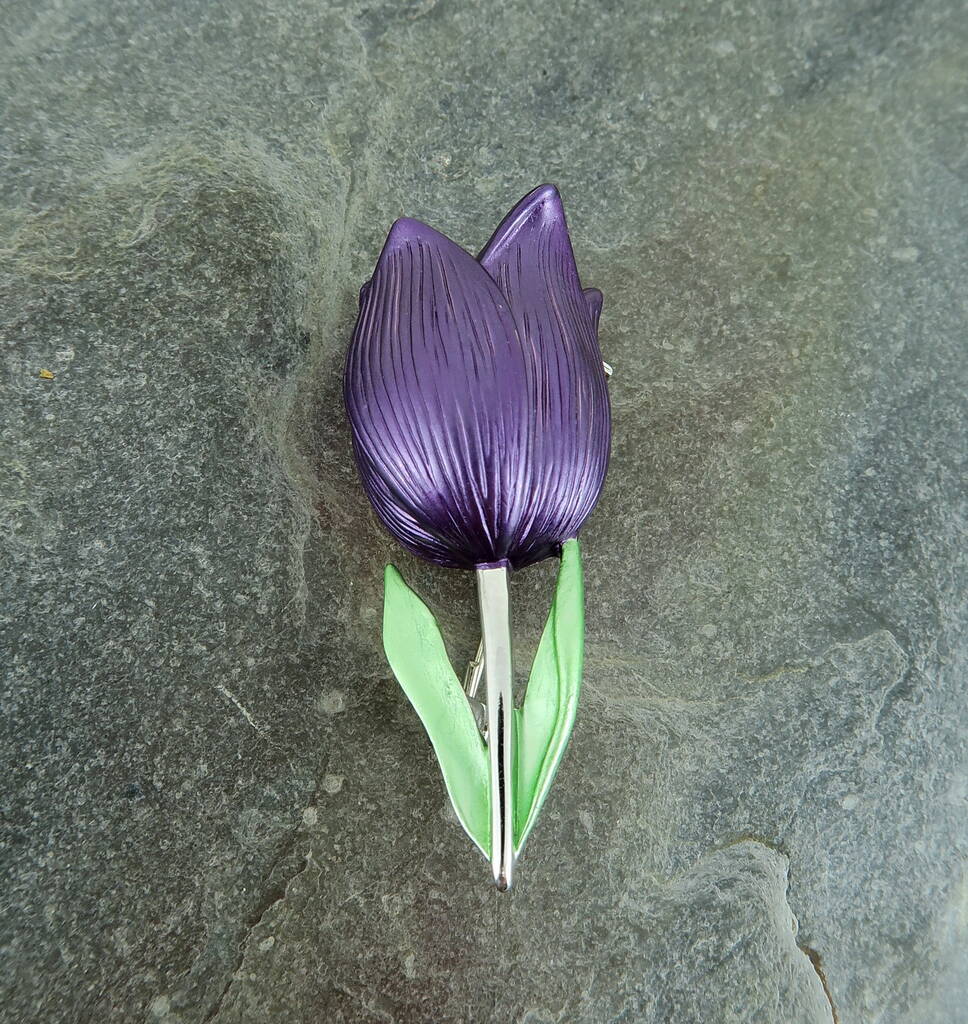 Single Purple Tulip Flower Brooch, 1 of 3