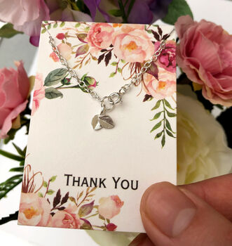 Thank You Teacher Sterling Silver Tiny Leaf Bracelet, 7 of 12