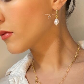 Baroque Pearl Hoops In Gold And Silver, 2 of 7