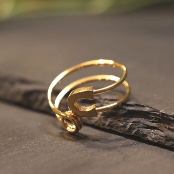 Adjustable Safety Pin Ring 18ct Gold Plated, 4 of 6