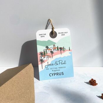 Greece, Cyprus Save The Date Luggage Tag, 3 of 3