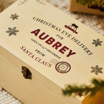 Personalised Christmas Eve Delivery Wooden Christmas Eve Box Fsc®, 3 of 4