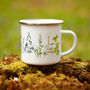 Inky Wildflower Enamel Camping Mug With Personalisation, thumbnail 3 of 12