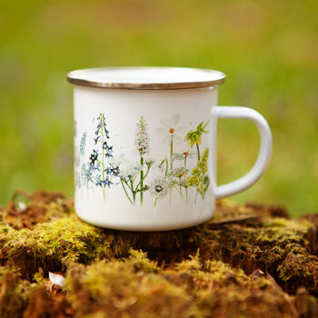 Inky Wildflower Enamel Camping Mug With Personalisation, 3 of 12