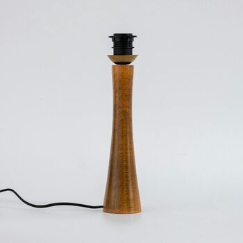 Walnut Wood Table Lamp, Vintage Linen Lampshade Lamp, 3 of 10