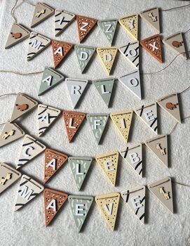 Safari Bunting Jungle Theme Wooden Personalised Bunting, 9 of 11