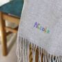 Personalised Embroidered Name Grey Big Cashmere Scarf, thumbnail 1 of 10