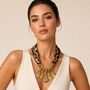 Satin Tie Striking Teardrop Necklace With Textured Gold Pendants, thumbnail 1 of 7