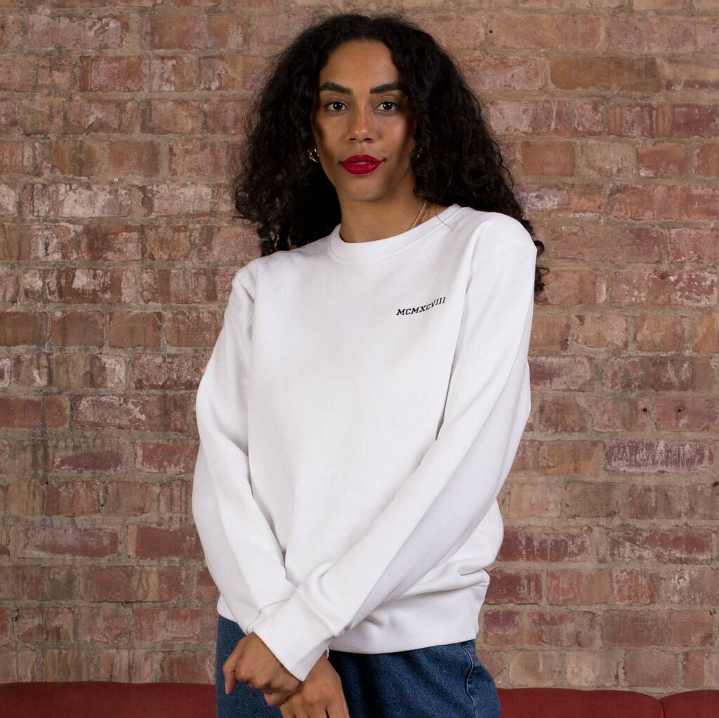 roman numerals jumper personalised