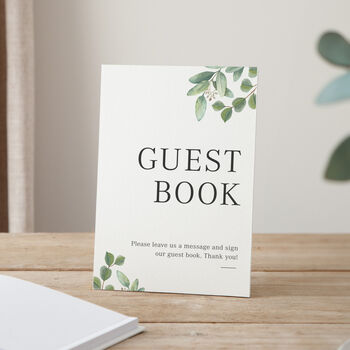 Green Eucalyptus Personalised Surname Wedding Guest Book, 3 of 3