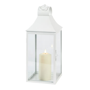 45cm Outdoor White Metal Tru Glow® Candle Lantern, 2 of 2