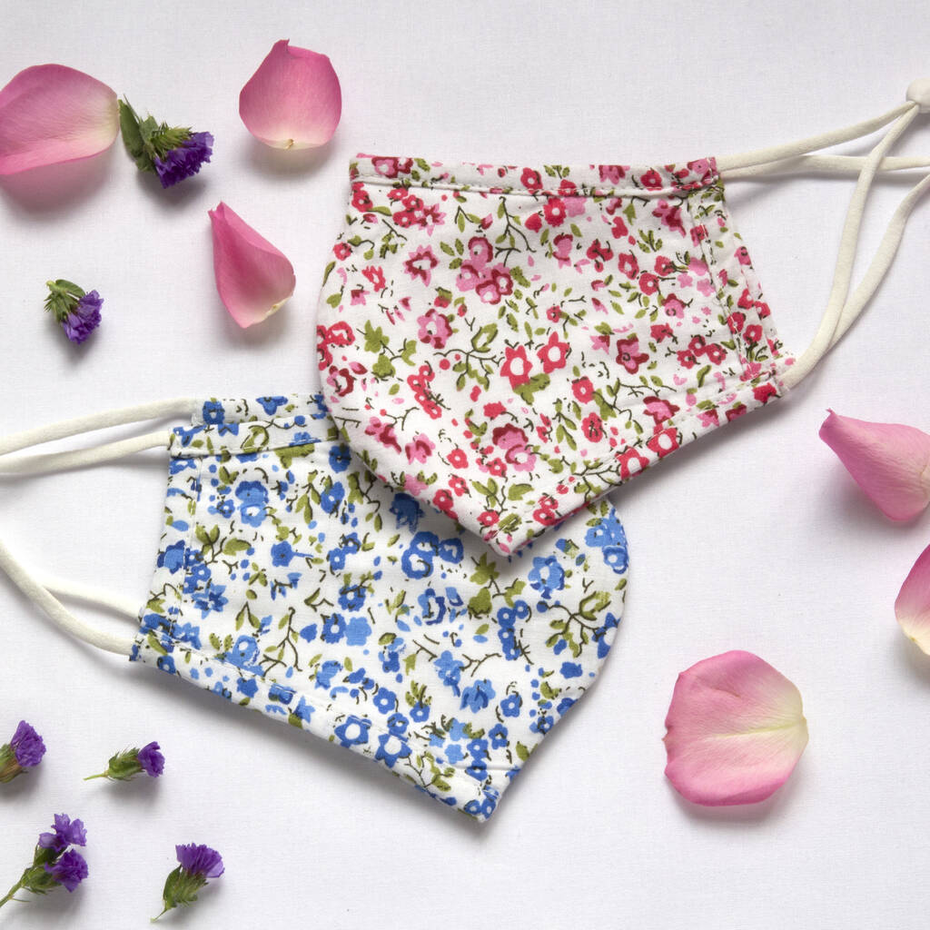 Set Of Two Shaped Floral Face Masks By Sweet Home