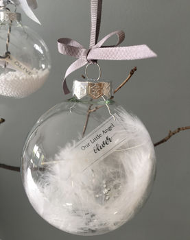 Personalised Memorial Christmas Feather Filled Bauble, 7 of 10