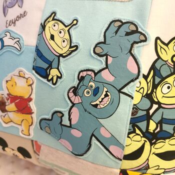 Keepsake Memory Pillow Made From Baby Clothes: Favourite Characters Patchwork Cushion Gift, 8 of 12