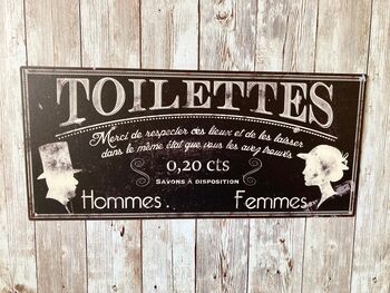36cm French Wall Bathroom Sign Hanging Toilet Plaque Decor, 3 of 4