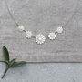 Five Daisies Necklace In Solid Silver And 18ct Gold, thumbnail 1 of 7