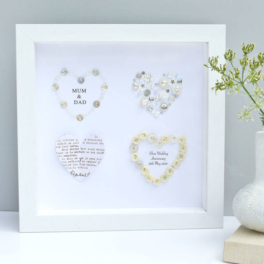 Personalised Silver Anniversary Framed Gift By Sweet Dimple ...