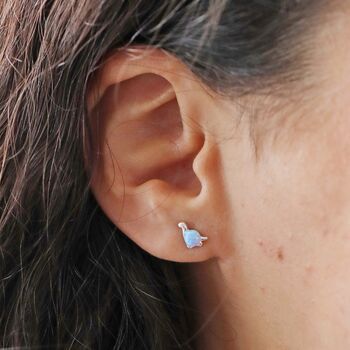 Blue Opal Dinosaur Stud Earrings, 4 of 9