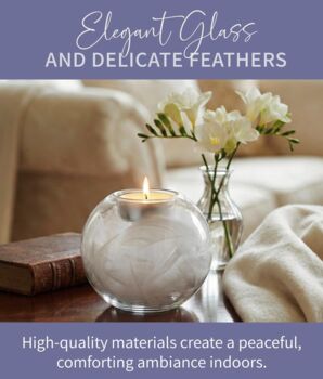 Feather Filled Glass Memorial Tea Light Holder, 7 of 9