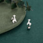 Sterling Silver Giraffe 18 G Screw Back Stud Earrings With Ball Backs, thumbnail 7 of 12
