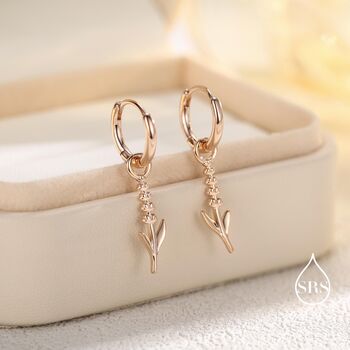Sterling Silver Lavender Huggie Hoop Earrings, 6 of 11