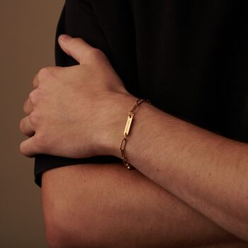 Gold Engraved Paperclip Bracelet, 3 of 8