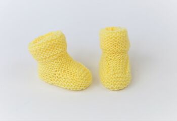 Hand Knitted Baby Booties Yellow, 3 of 4