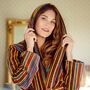 Women's Hooded Striped Cotton Dressing Gown Savernake, thumbnail 1 of 5