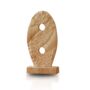 Oval Travertine Sculpture With Dual Cut Outs, thumbnail 2 of 3